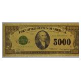 24K Gold 1928  $5000 Dollar Bill $ Paper Money