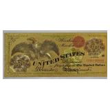 24K Gold 1863 Civil War  $100 Issue$ Paper Money