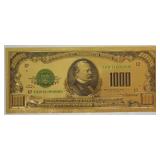 24K Gold 1928  $1000 Dollar Bill $ Paper Money