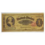24K Gold 1891 $ Marth Dollar $ Paper Money