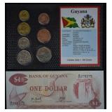 Guyana Coins & Paper $ Uncirculated Mint Set