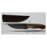 Hand Made Custom Damascus Steel Knife w/ Sheath