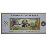 Arches National Park Colorized $2 Dollars; UNC