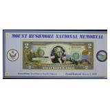 Mt. Rushmore Nntl. Park Colorized $2 Dollars; UNC