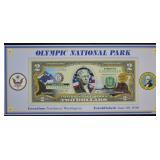 Olympic National Park Colorized $2 Dollars; UNC
