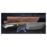 Hand Made Custom Damascus Steel Knife w/ Sheath