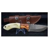 Hand Made Custom Damascus Steel Knife w/ Sheath