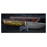 Hand Made Custom Damascus Steel Knife w/ Sheath