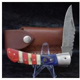 Hand Made Custom Damascus Steel Knife w/ Sheath