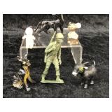 Vintage Plastic Figurines; Animal, Baby, Soldier