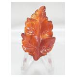 Carved Agate Leaf Pendant Bead