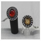 2 pcs. German Silver Gemstone Rings