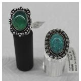 2 pcs. German Silver Gemstone Rings