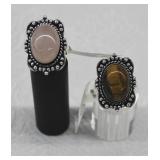 2 pcs. German Silver Gemstone Rings