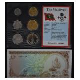 Maldives World Coins & Paper $ UNC Mint Set