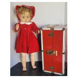 Vtg. 2ft Doll w/ Cloths Trunk