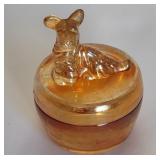 Jeanette Carnival Glass Scottie Dog Powder Box