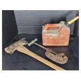 Axe, Pipe Cutter & Gas Can