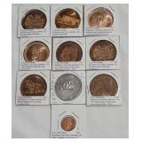 Red Rose Coin Club Medals - set of 10
