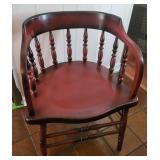 1800s Wooden Fire Red Barrel Chair