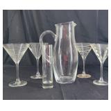Etched Glass Martini Glass & Pitcher Set