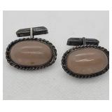 Sterling Peach Moonstone Cuff Links