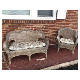 Wicker Sofa and Side Chair
