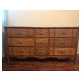 Fruitwood Nine Drawer Dresser French Provincial