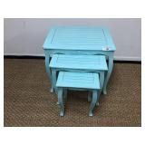 Trio of Vintage Aqua Nesting Tables