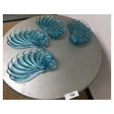 (4) Vintage Aqua Glass Snack Plates