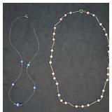 2 pcs. Sterling Silver & Stone Bead Necklace