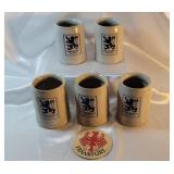 5 Lowenbrau Munich Beer Mugs
