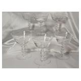 6 Crystal Laurel Cut Motif Dessert Stemware
