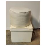 White Pleather Ottomans