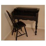 Walnut Spinet Desk with Windsor Style Chair