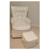 Modern Pleather Swivel Rocker with Ottoman