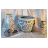 Asian Themed Ceramic Vases & Large Pot