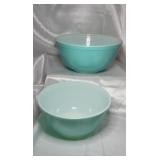 2 Pyrex Aqua Mixing Bowls