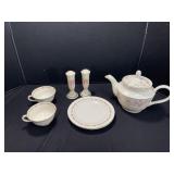 Mixed Tea Set of Pink & Gold