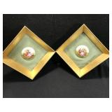 2 Hand Painted Framed Limoges