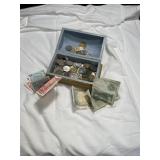 Small Wooden Box of Foreign Money