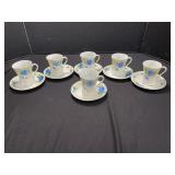 Hand Painted Blue & Yellow Tea Cup Set