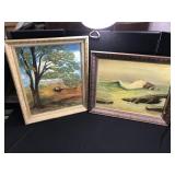 2 Framed Oil on Board Landscapes