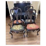 4 Antique Mahogany Chip & Dale Style Dining Chairs