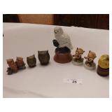8 Assorted Glass Owls