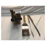 Wooden Knife Block with knives