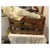 Wooden Crate with Paint and Supplies