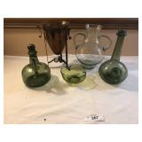 5 Pices Decanter and Glass Vase