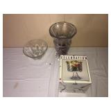 2 Crystal Serving Bowls, 1 Flower Vase