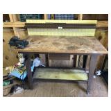 Work Shop Table, With Vice and Peg Board